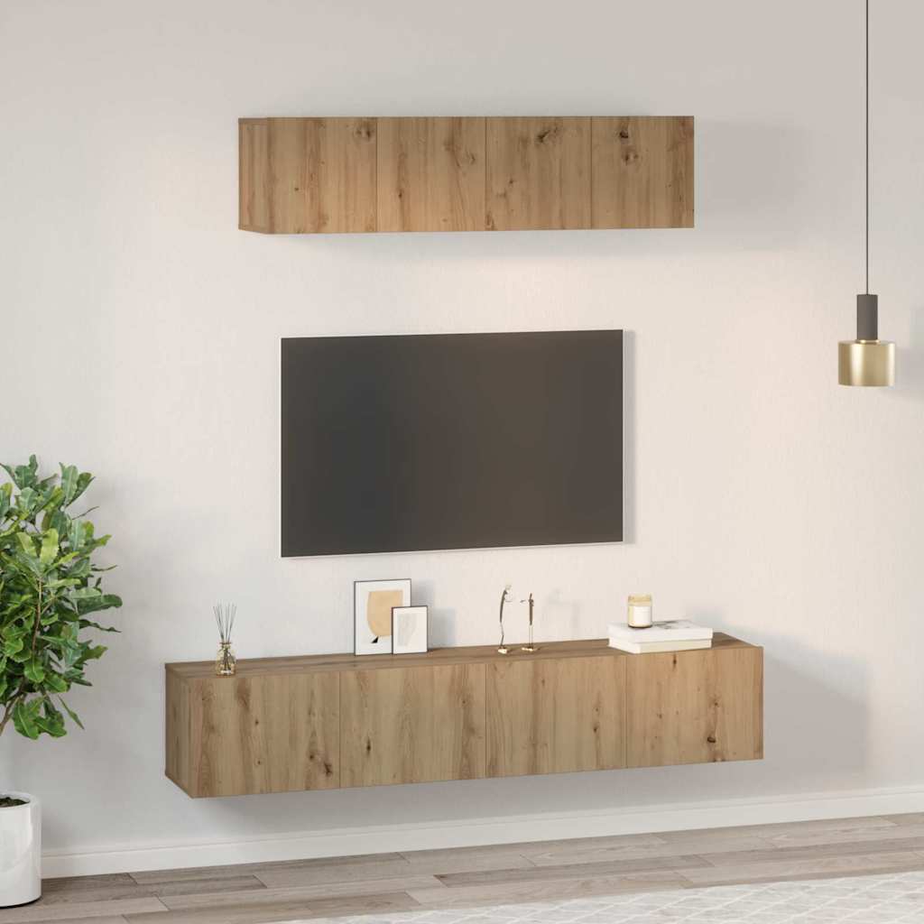 TV-Schrankset Wandmontiert 4 pcs Artisan-Eiche Holzwerkstoff