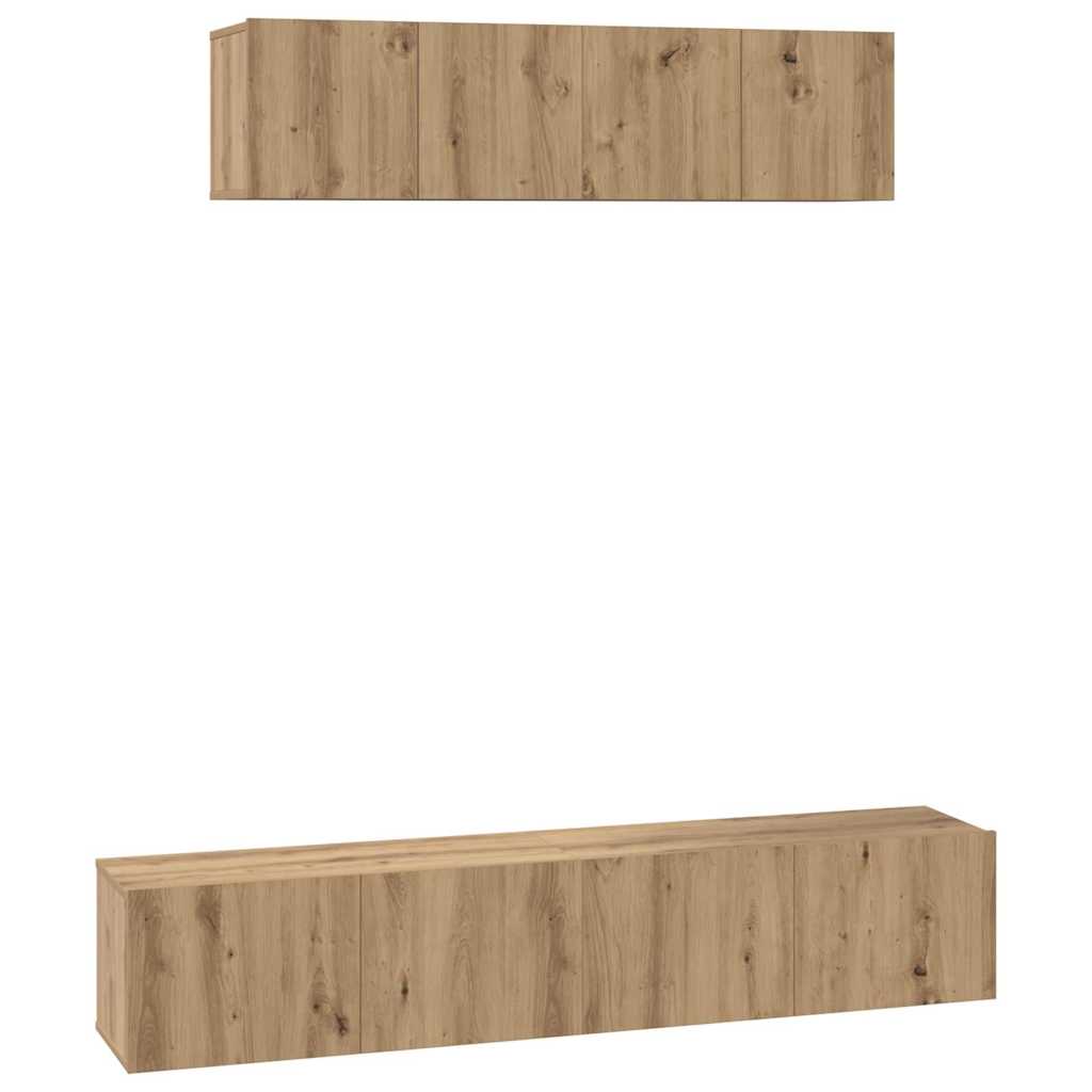 TV-Schrankset Wandmontiert 4 pcs Artisan-Eiche Holzwerkstoff