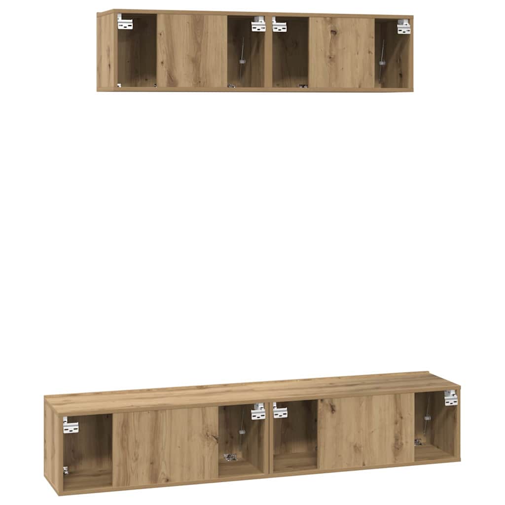 TV-Schrankset Wandmontiert 4 pcs Artisan-Eiche Holzwerkstoff