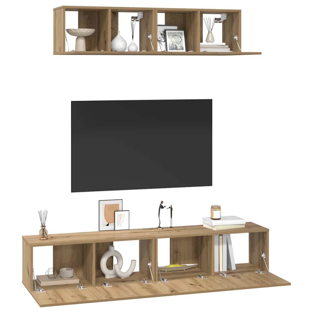 TV-Schrankset Wandmontiert 4 pcs Artisan-Eiche Holzwerkstoff