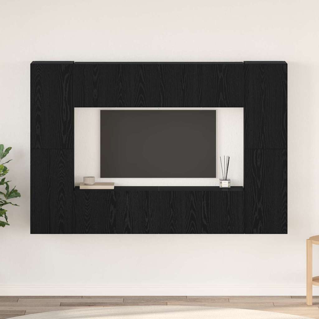 TV-Schrankset 8 pcs Schwarz Eichen-Optik Holzwerkstoff
