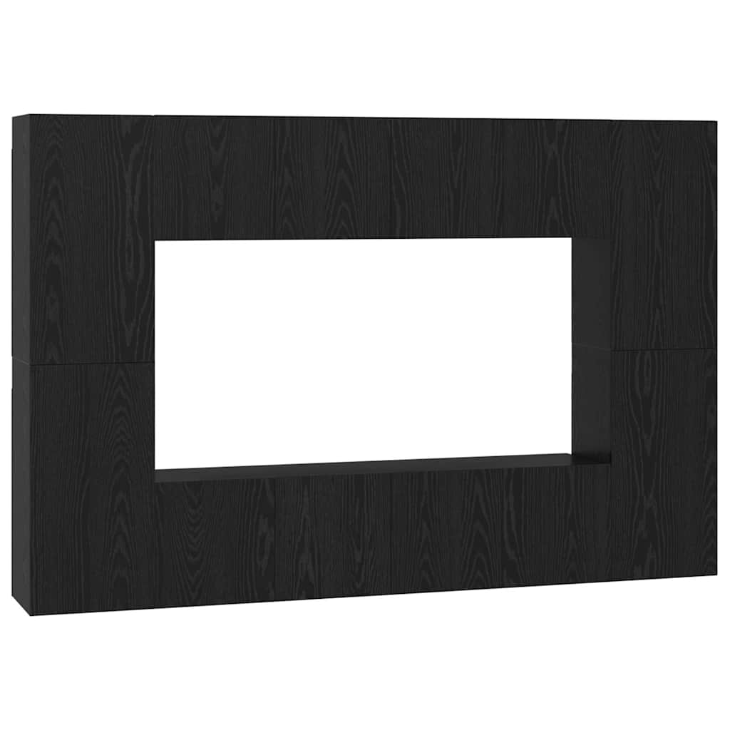 TV-Schrankset 8 pcs Schwarz Eichen-Optik Holzwerkstoff