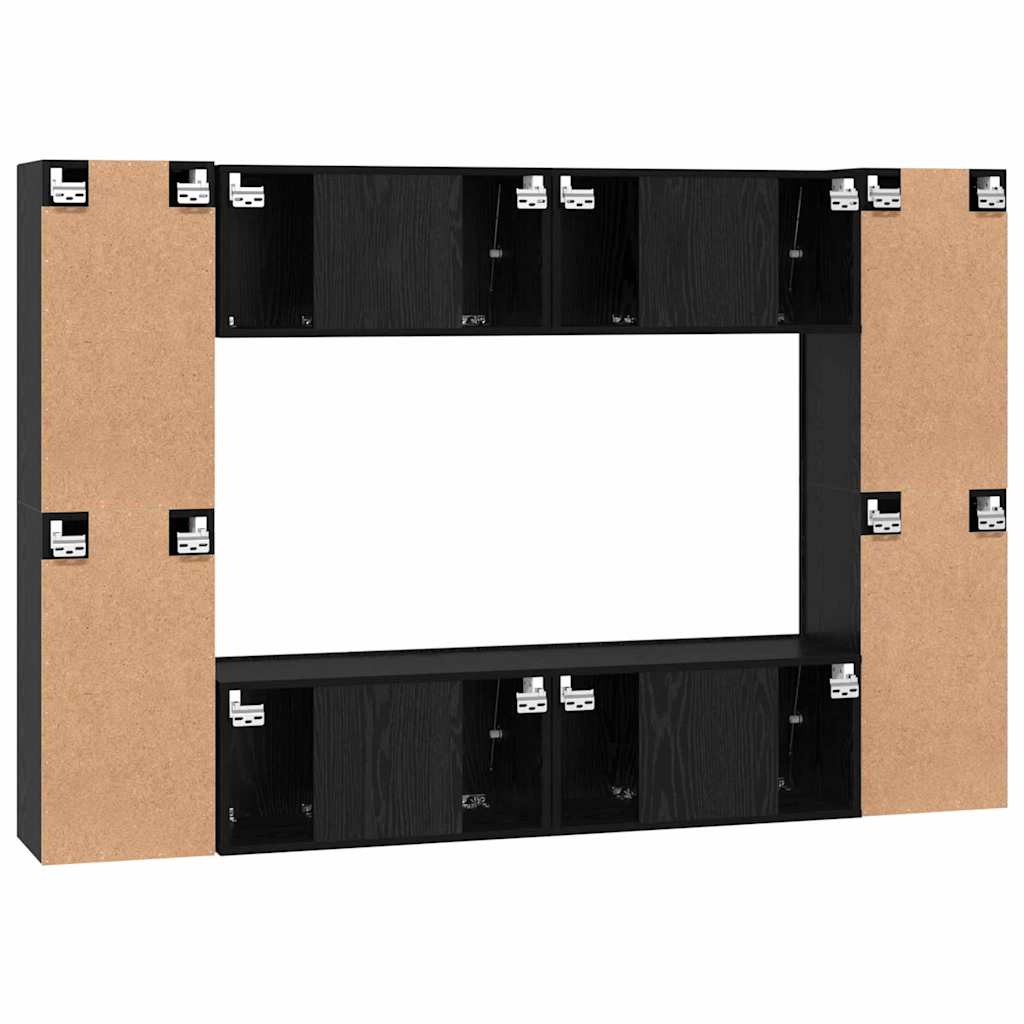 TV-Schrankset 8 pcs Schwarz Eichen-Optik Holzwerkstoff
