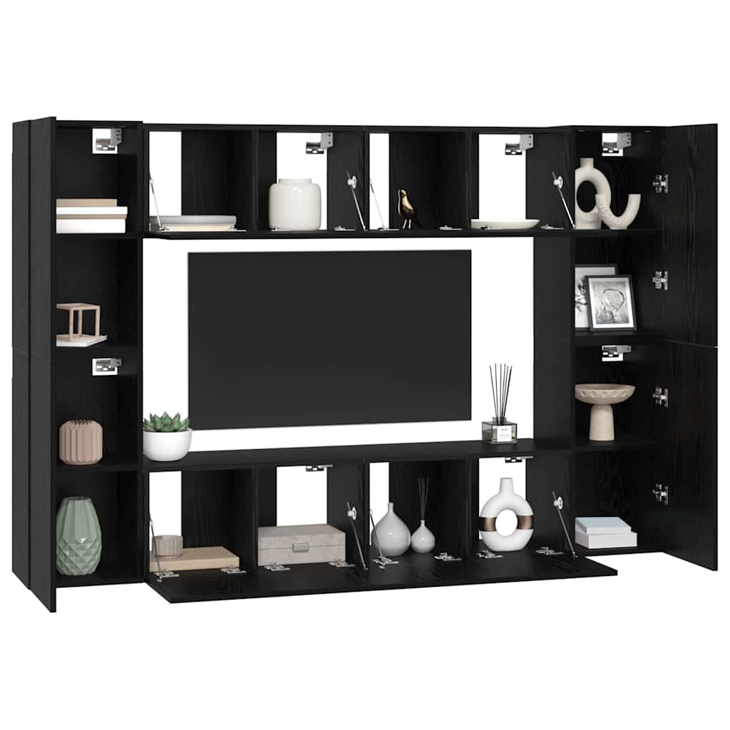 TV-Schrankset 8 pcs Schwarz Eichen-Optik Holzwerkstoff