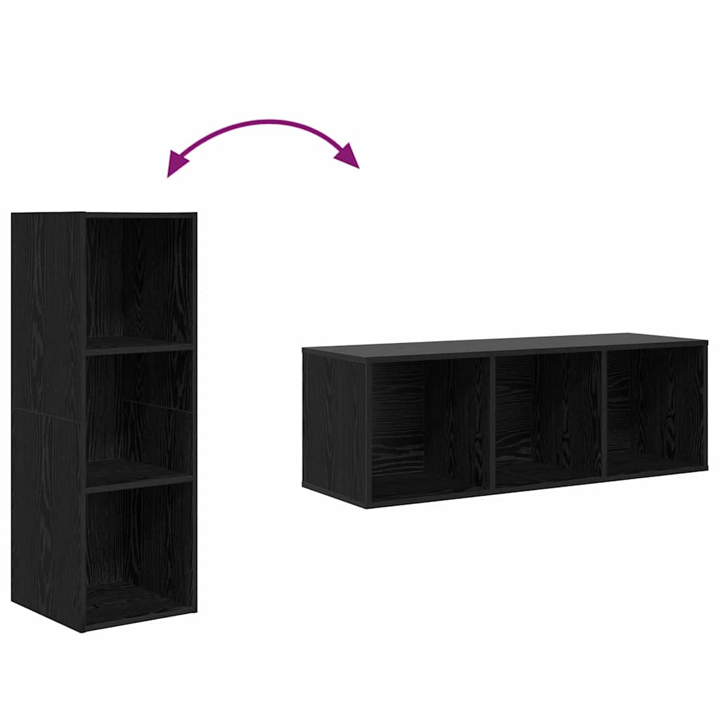 TV-Schrankset 3 pcs Schwarz Eichen-Optik Holzwerkstoff