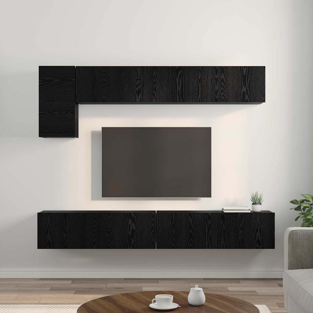 TV-Schrankset 5 pcs Schwarz Eichen-Optik Holzwerkstoff