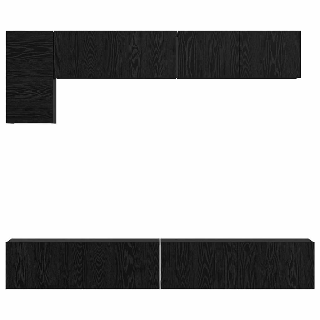 TV-Schrankset 5 pcs Schwarz Eichen-Optik Holzwerkstoff