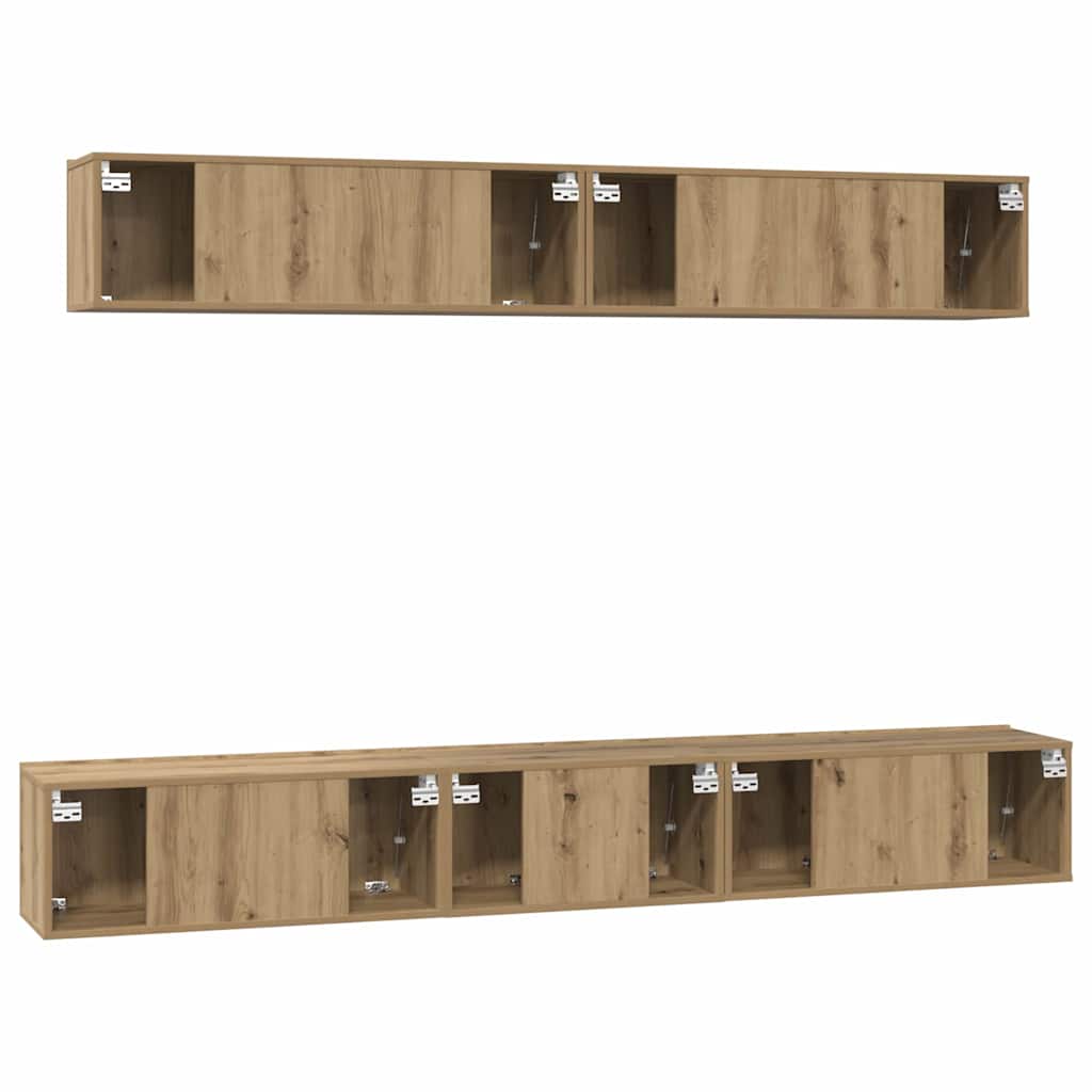 TV-Schrankset Wandmontiert 5 pcs Artisan-Eiche Holzwerkstoff