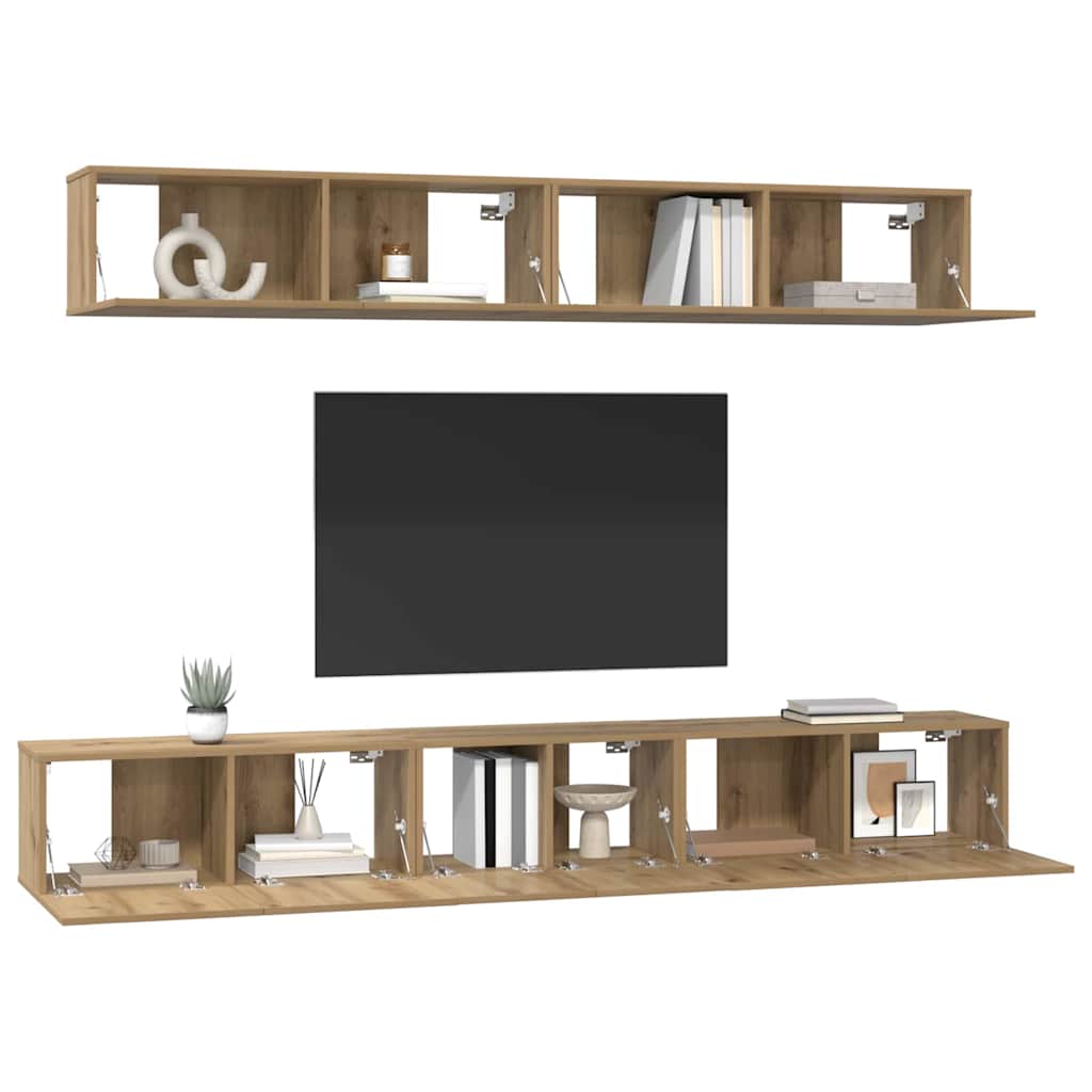 TV-Schrankset Wandmontiert 5 pcs Artisan-Eiche Holzwerkstoff