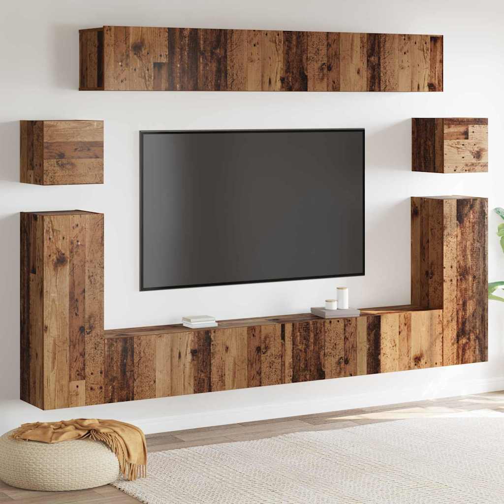 TV-Einheiten Wandmontiert 4 pcs Altholz Holzwerkstoff