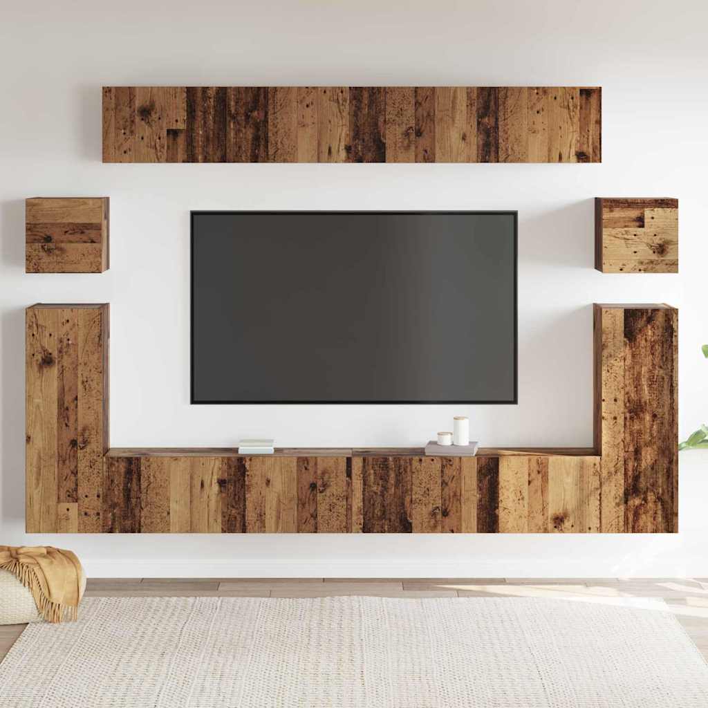 TV-Einheiten Wandmontiert 4 pcs Altholz Holzwerkstoff