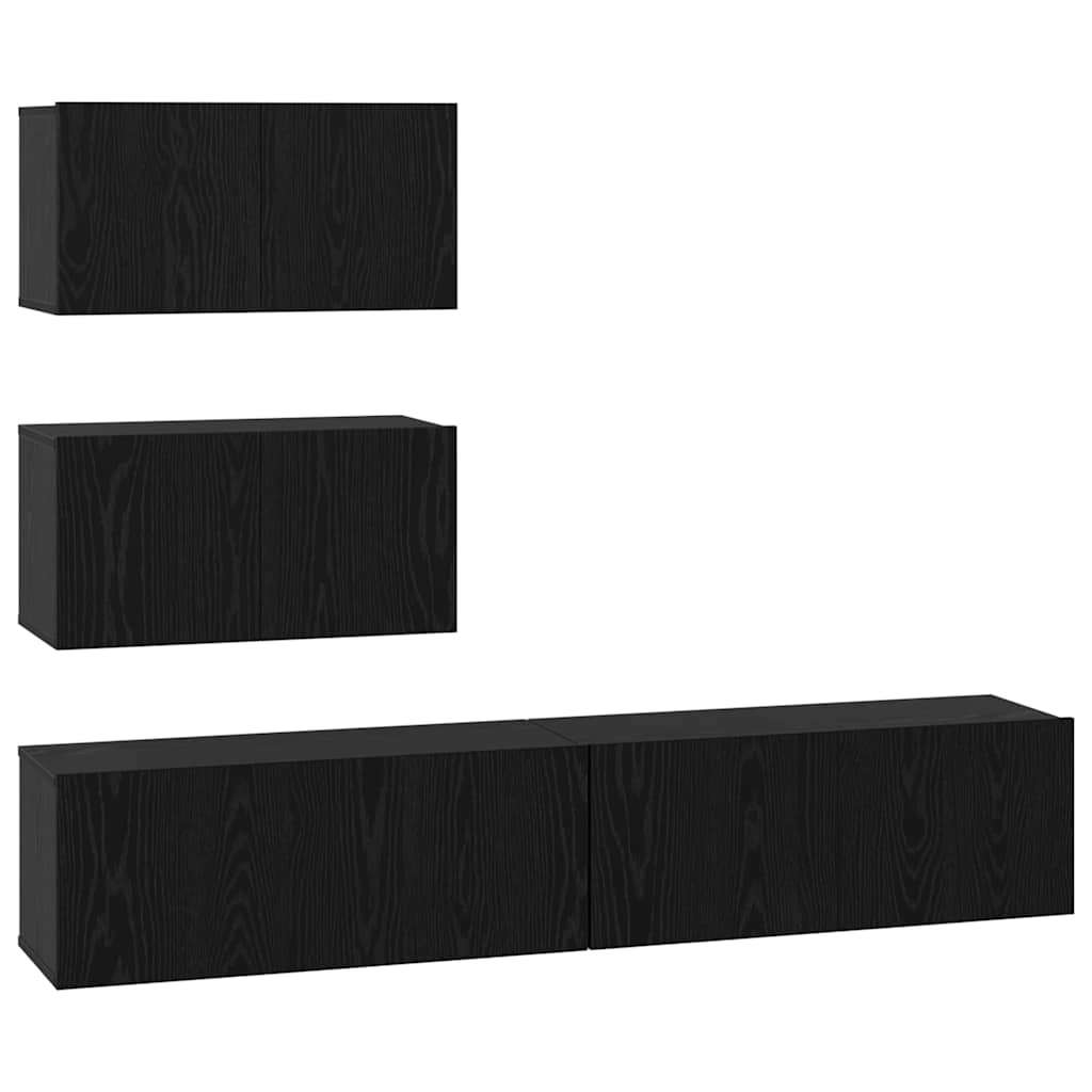 TV-Schrankset Wandmontiert 4 pcs Schwarze Eiche Holzwerkstoff