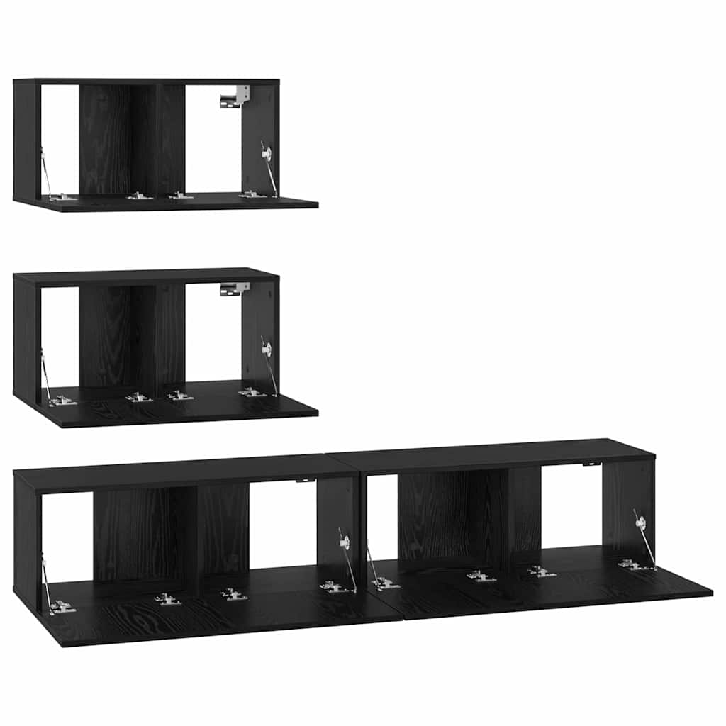TV-Schrankset Wandmontiert 4 pcs Schwarze Eiche Holzwerkstoff