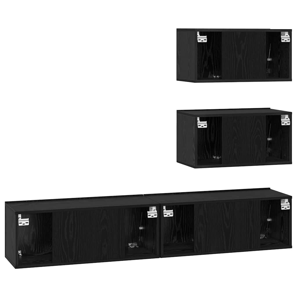 TV-Schrankset Wandmontiert 4 pcs Schwarze Eiche Holzwerkstoff