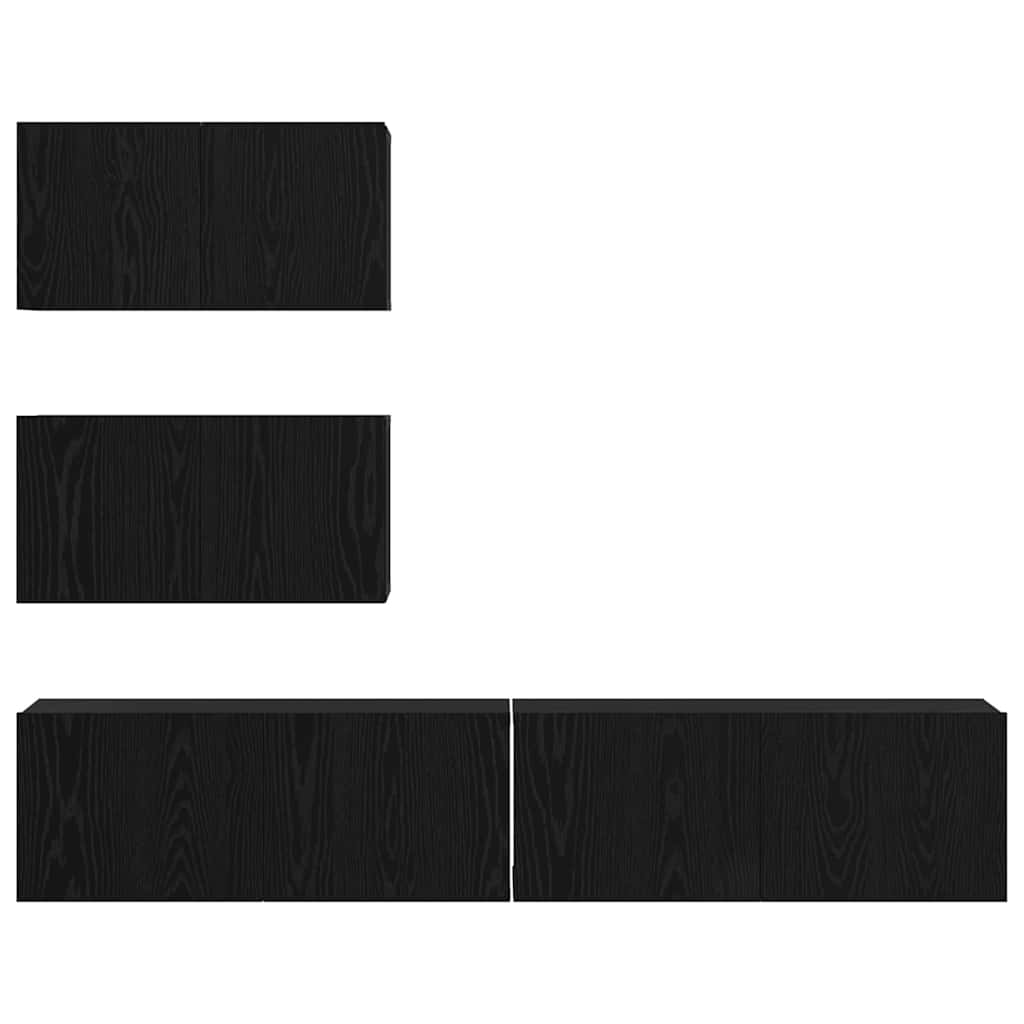 TV-Schrankset Wandmontiert 4 pcs Schwarze Eiche Holzwerkstoff
