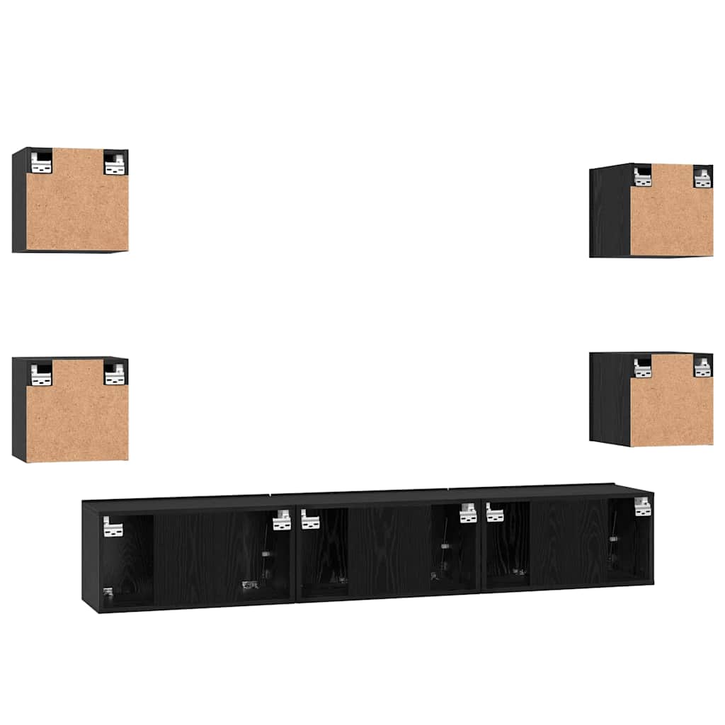 TV-Schrankset 7 pcs Schwarz Eichen-Optik Holzwerkstoff