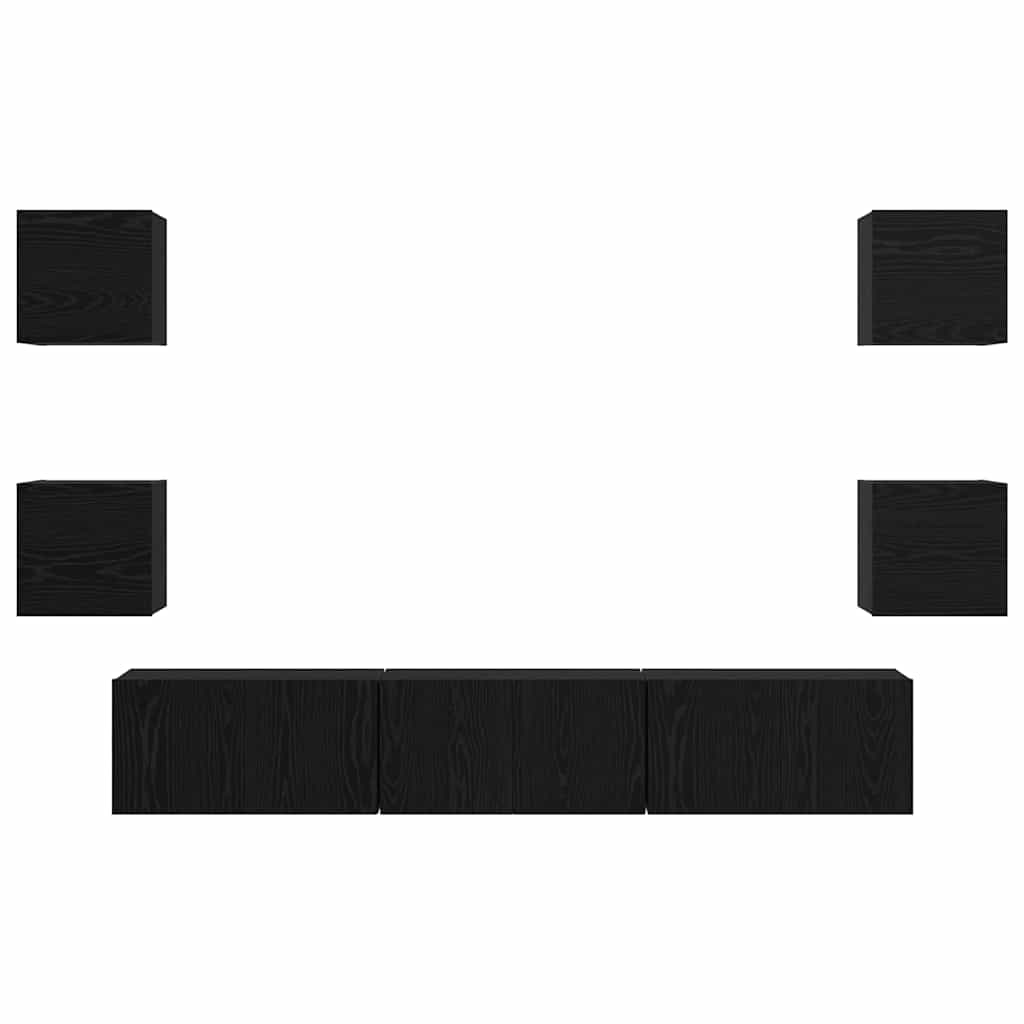 TV-Schrankset 7 pcs Schwarz Eichen-Optik Holzwerkstoff