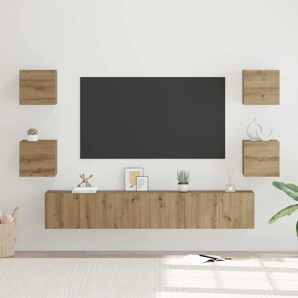 TV-Schrankset Wandmontiert 7 pcs Artisan-Eiche Holzwerkstoff