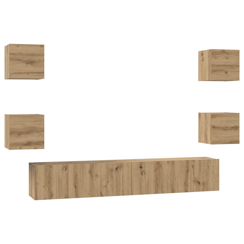 TV-Schrankset Wandmontiert 7 pcs Artisan-Eiche Holzwerkstoff