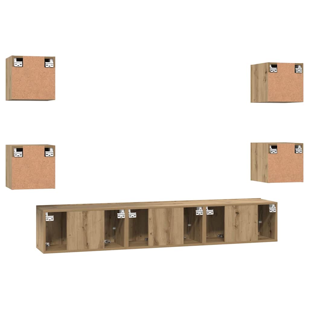 TV-Schrankset Wandmontiert 7 pcs Artisan-Eiche Holzwerkstoff
