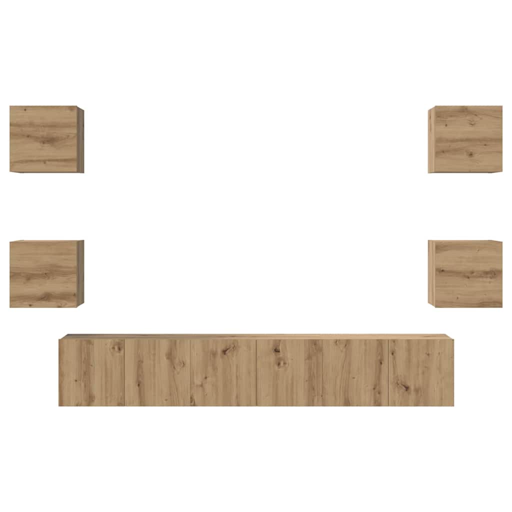TV-Schrankset Wandmontiert 7 pcs Artisan-Eiche Holzwerkstoff