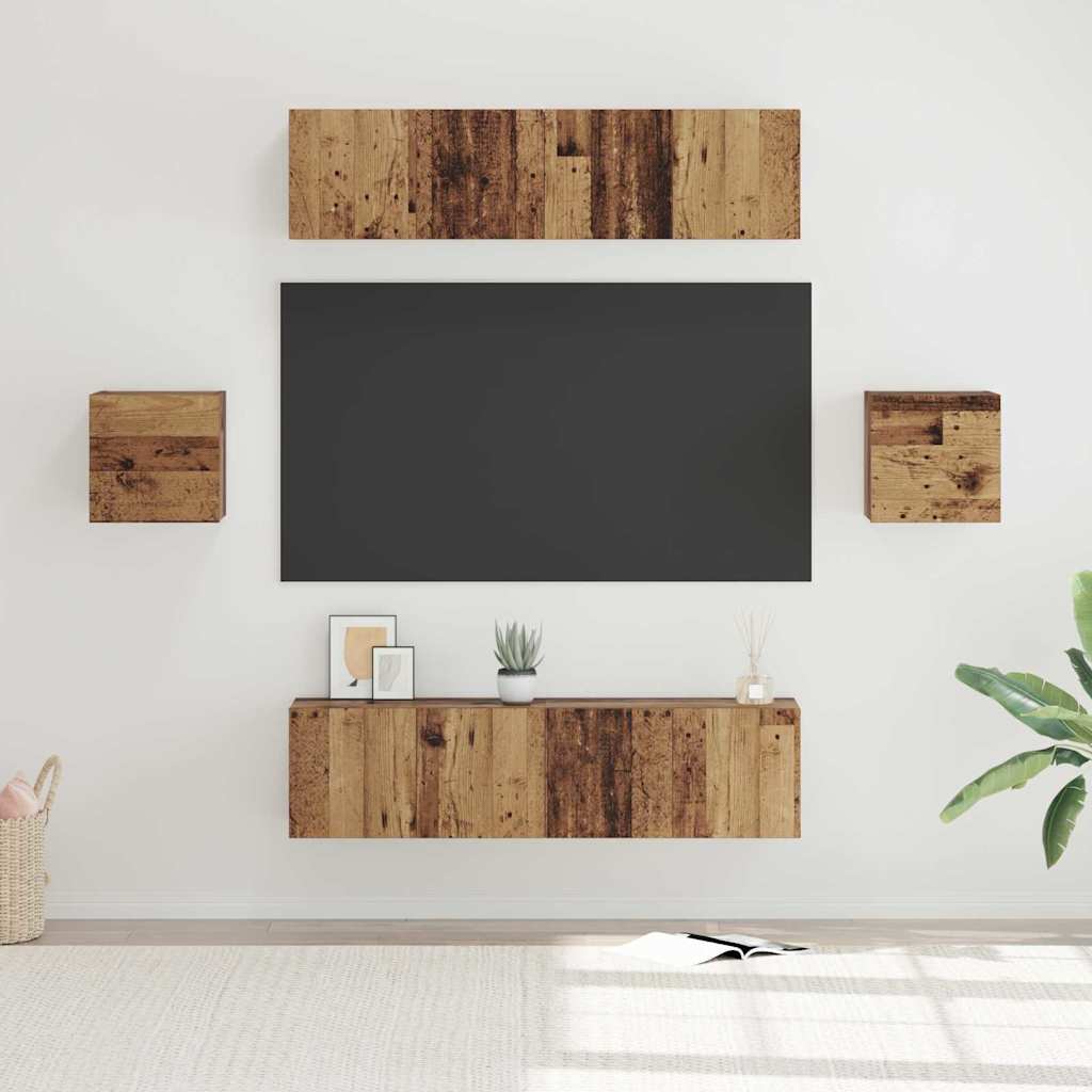 TV-Schrankset Wandmontiert 6 pcs Altholz Holzwerkstoff