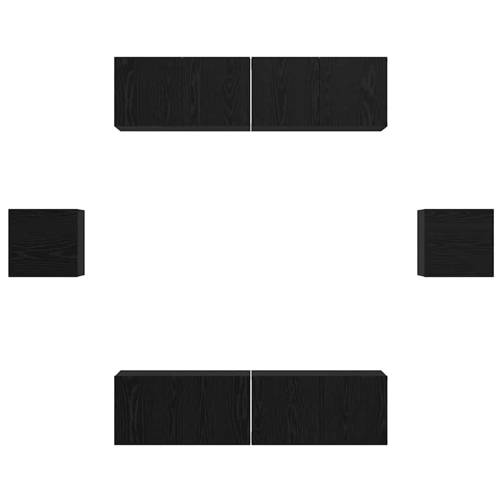 TV-Schrankset 6 pcs Schwarz Eichen-Optik Holzwerkstoff