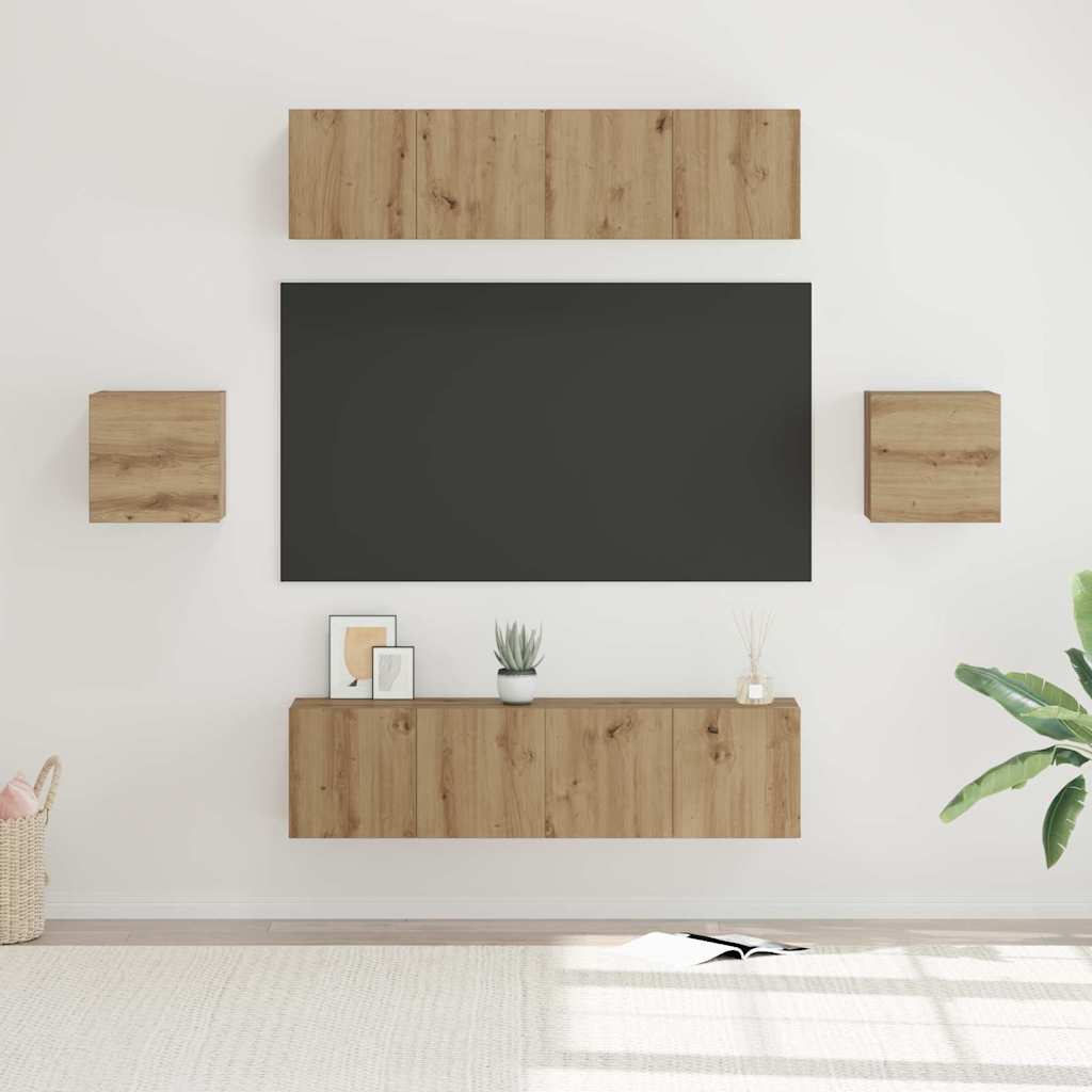 TV-Schrankset Wandmontiert 6 pcs Artisan-Eiche Holzwerkstoff