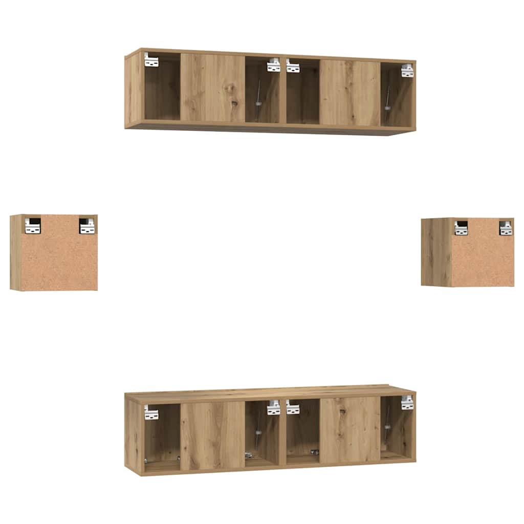 TV-Schrankset Wandmontiert 6 pcs Artisan-Eiche Holzwerkstoff