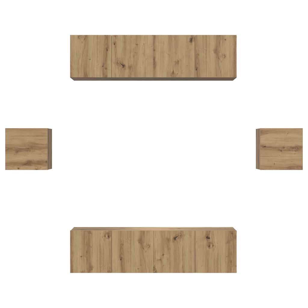 TV-Schrankset Wandmontiert 6 pcs Artisan-Eiche Holzwerkstoff