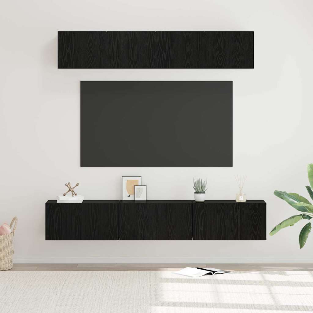 TV-Schrankset 5 pcs Schwarz Eichen-Optik Holzwerkstoff