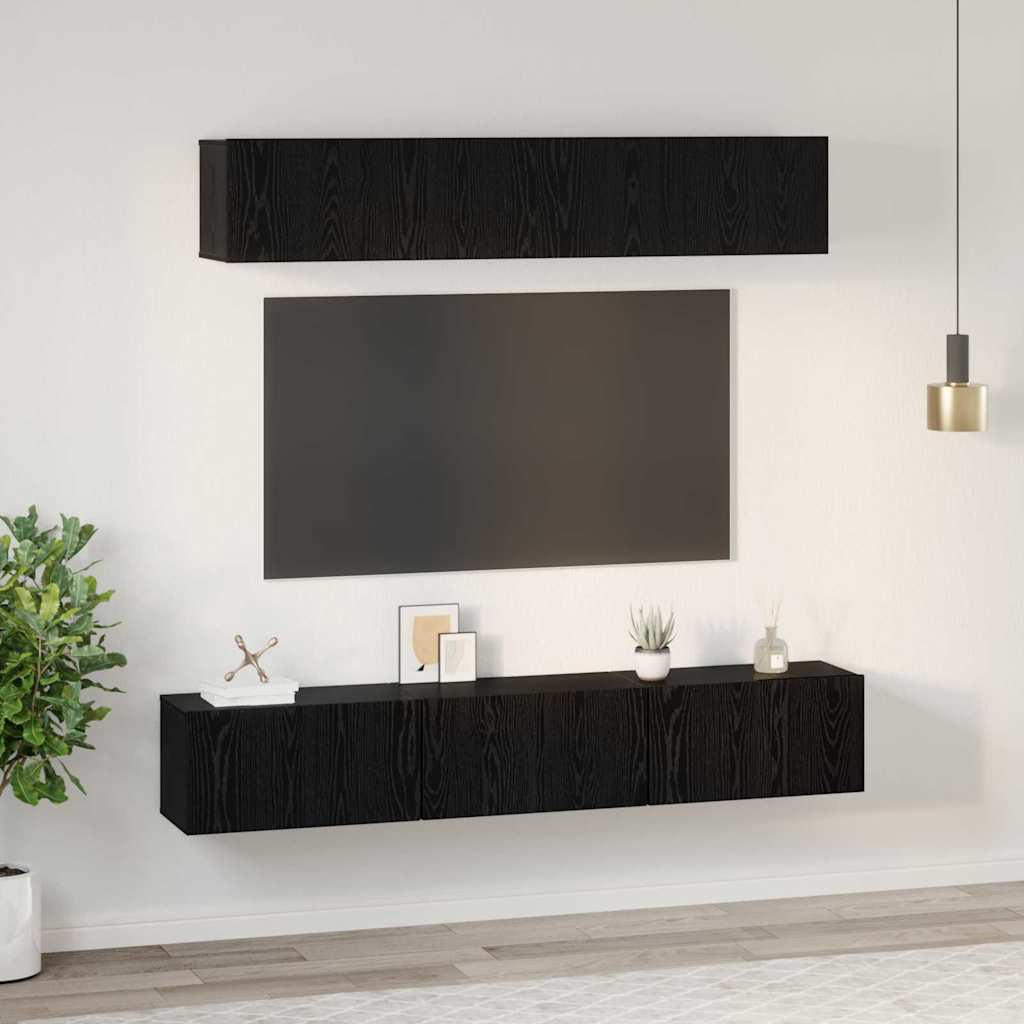 TV-Schrankset 5 pcs Schwarz Eichen-Optik Holzwerkstoff