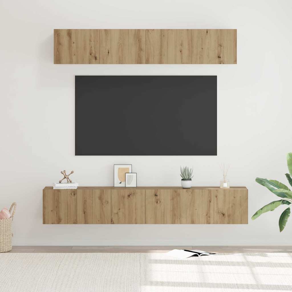 TV-Schrankset Wandmontiert 5 pcs Artisan-Eiche Holzwerkstoff