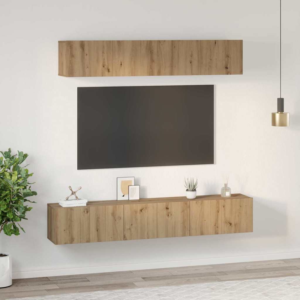 TV-Schrankset Wandmontiert 5 pcs Artisan-Eiche Holzwerkstoff