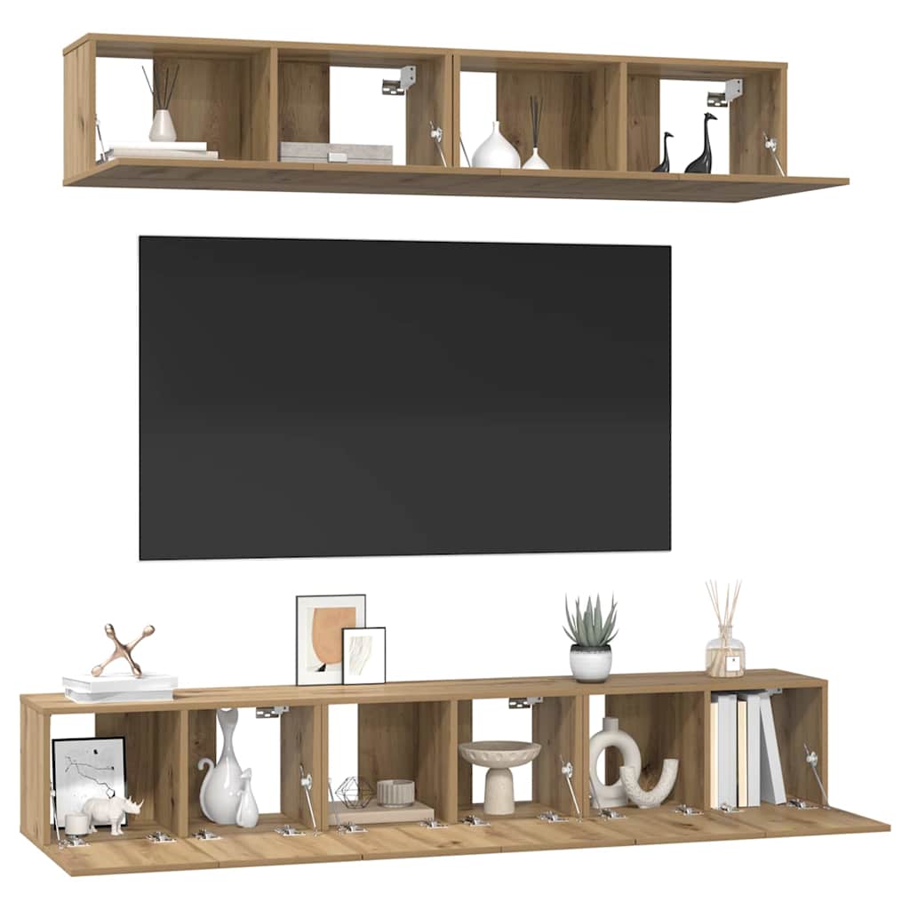 TV-Schrankset Wandmontiert 5 pcs Artisan-Eiche Holzwerkstoff