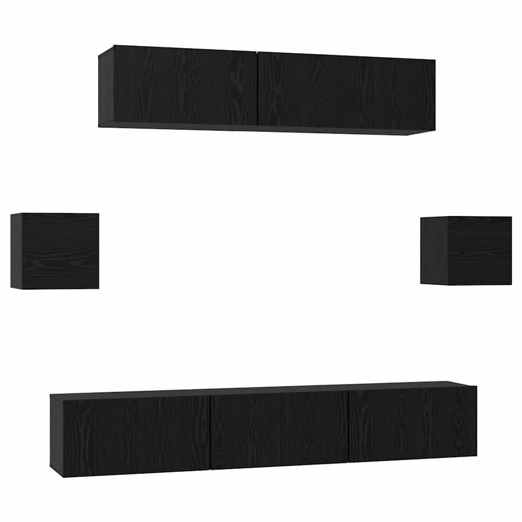 TV-Schrankset 7 pcs Schwarz Eichen-Optik Holzwerkstoff