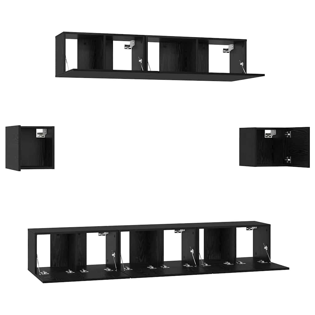 TV-Schrankset 7 pcs Schwarz Eichen-Optik Holzwerkstoff