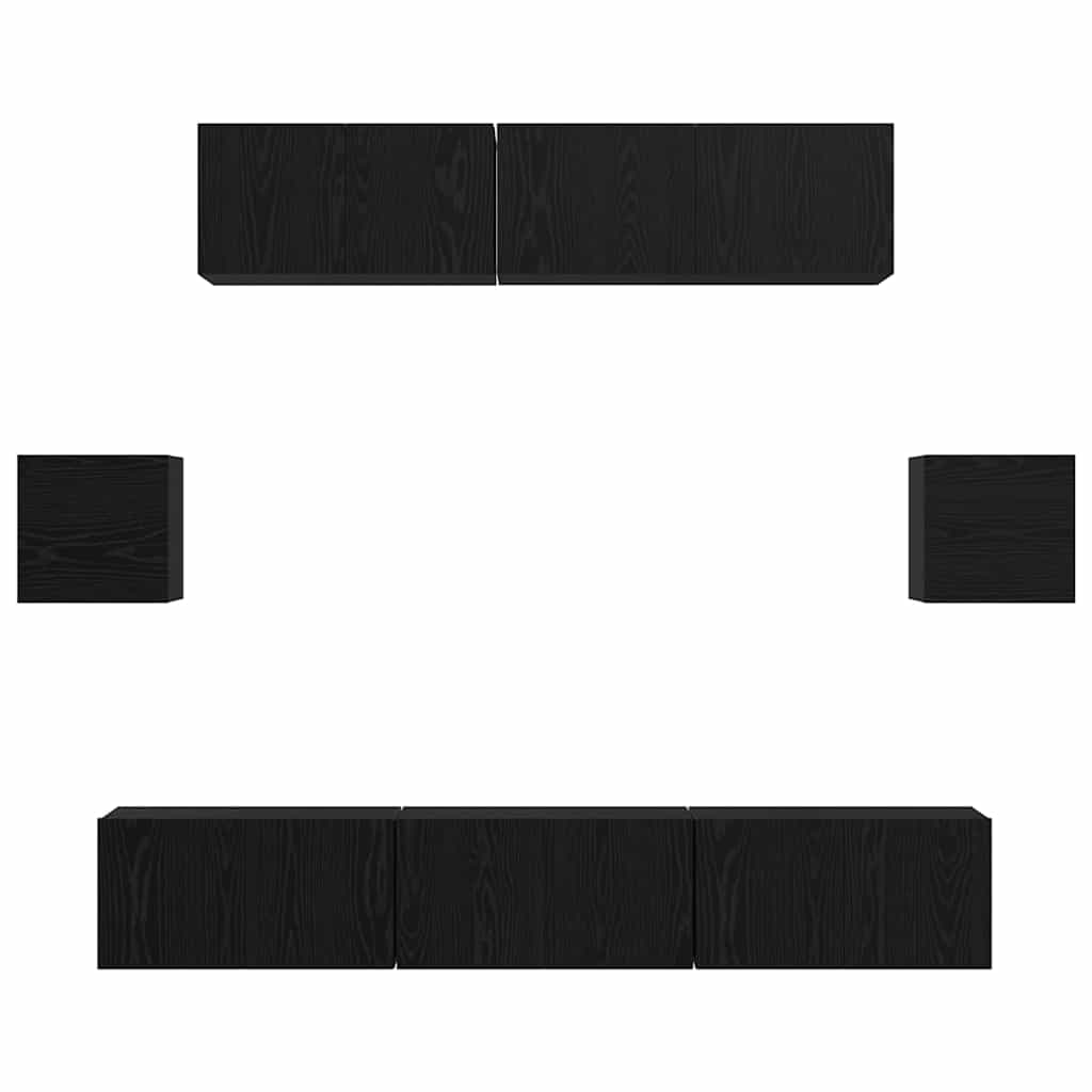 TV-Schrankset 7 pcs Schwarz Eichen-Optik Holzwerkstoff