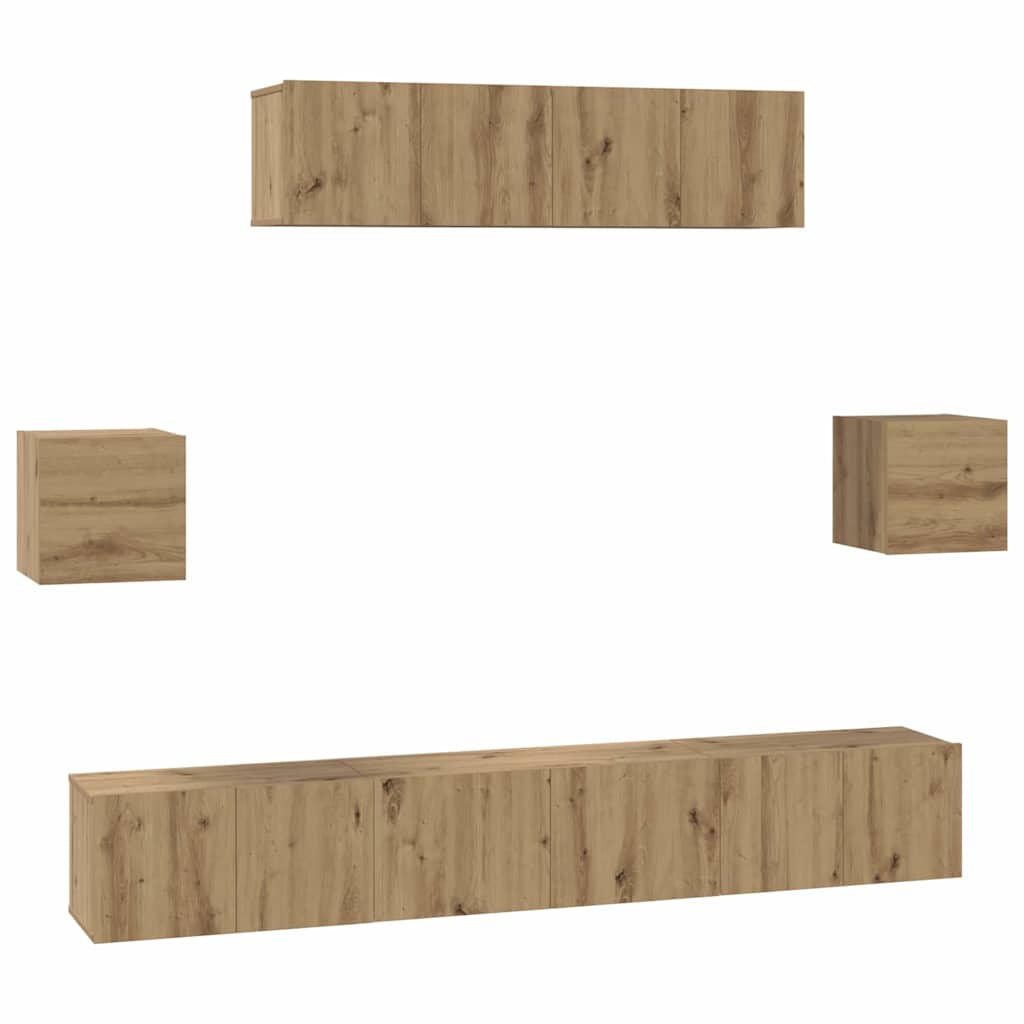 TV-Schrankset Wandmontiert 7 pcs Artisan-Eiche Holzwerkstoff