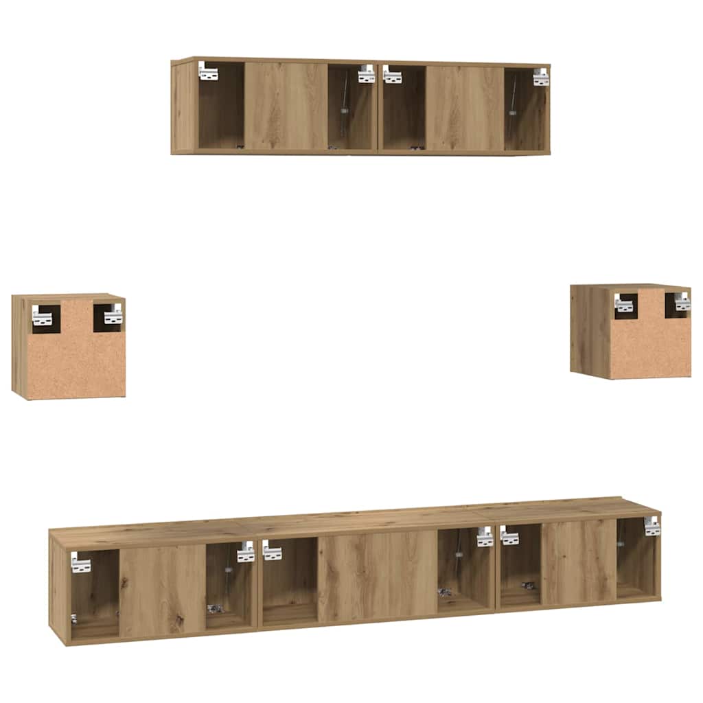 TV-Schrankset Wandmontiert 7 pcs Artisan-Eiche Holzwerkstoff