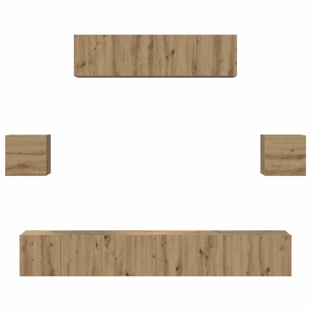 TV-Schrankset Wandmontiert 7 pcs Artisan-Eiche Holzwerkstoff