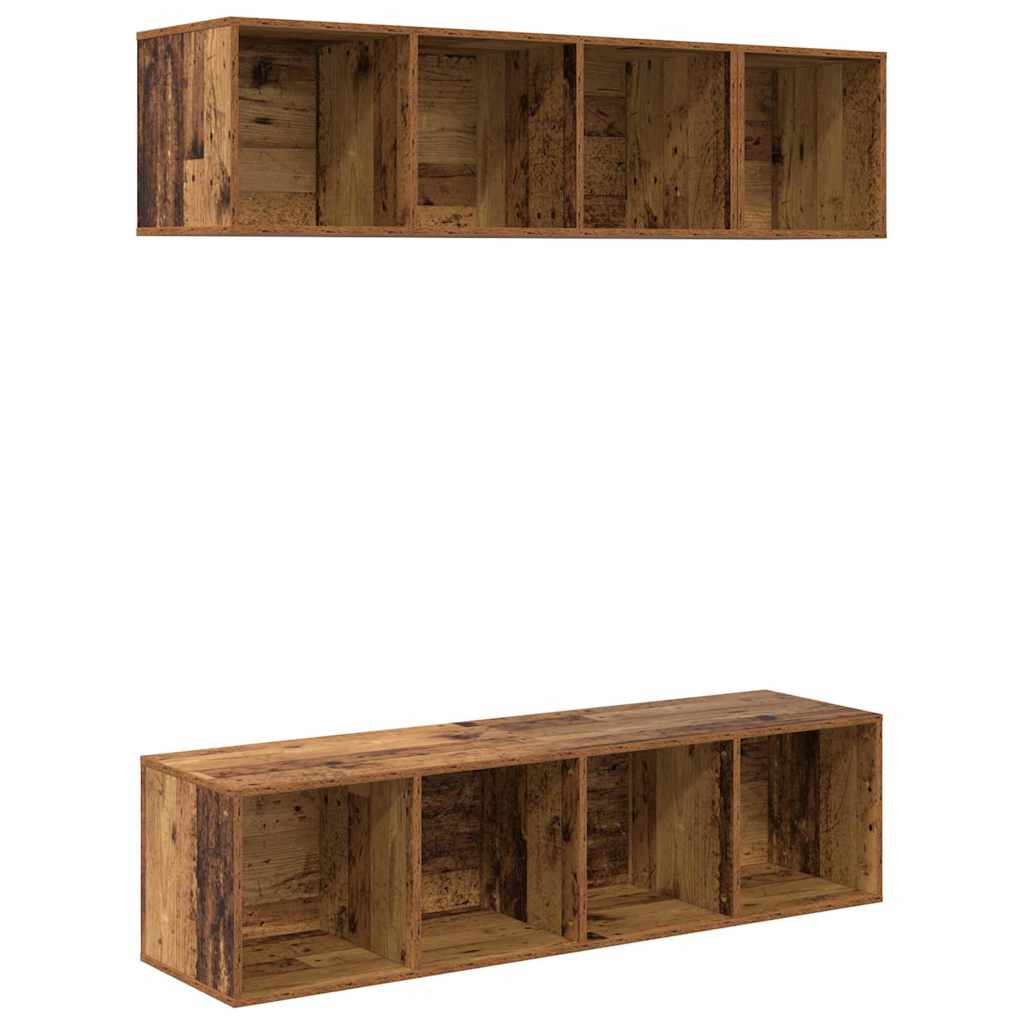 TV-Schrankset Wandmontiert 3 pcs Altholz Holzwerkstoff