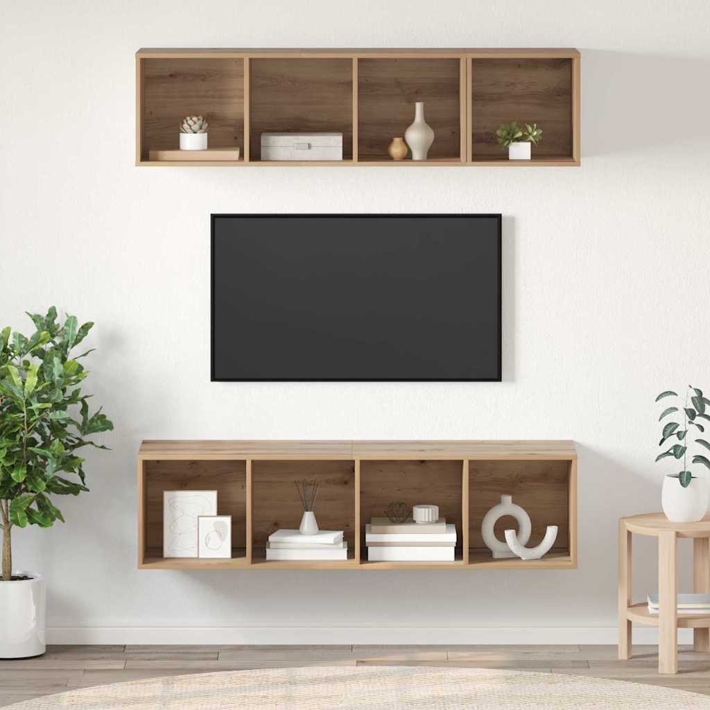 TV-Schrankset Wandmontiert 3 pcs Artisan-Eiche Holzwerkstoff