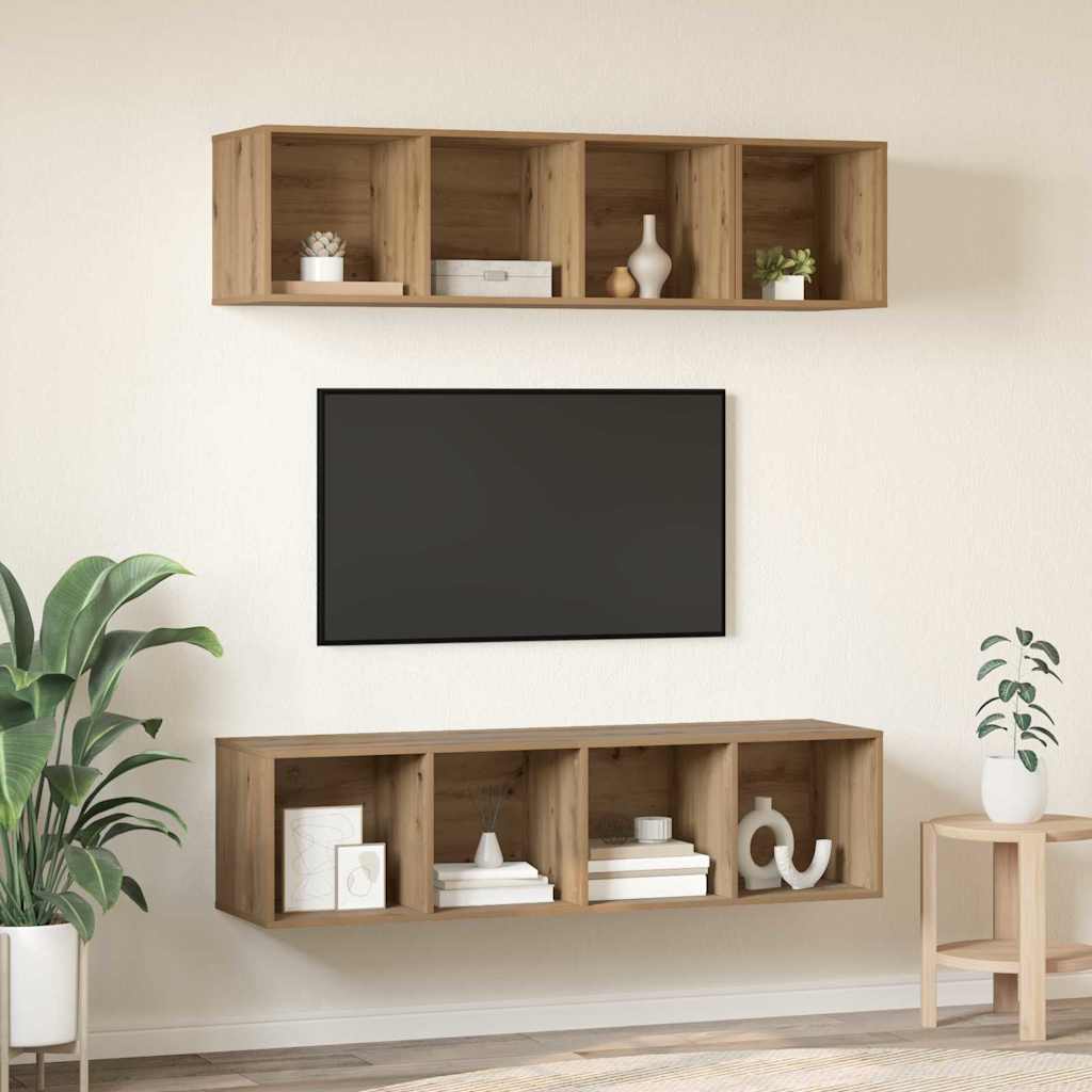 TV-Schrankset Wandmontiert 3 pcs Artisan-Eiche Holzwerkstoff