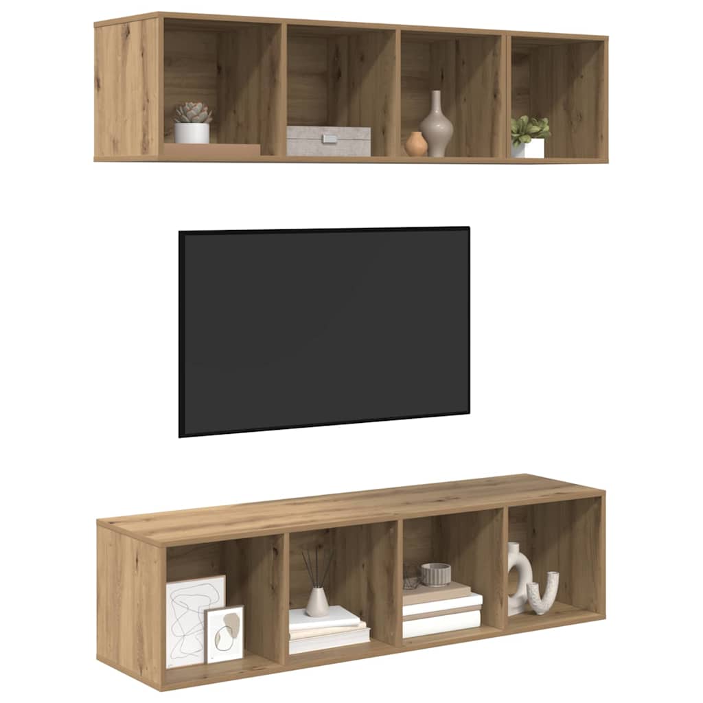 TV-Schrankset Wandmontiert 3 pcs Artisan-Eiche Holzwerkstoff