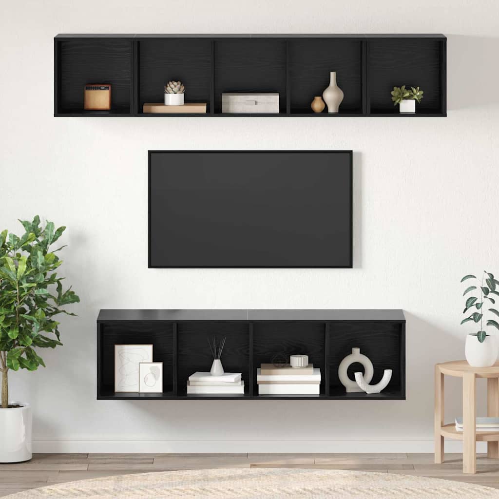 TV-Schrankset 4 pcs Schwarz Eichen-Optik Holzwerkstoff