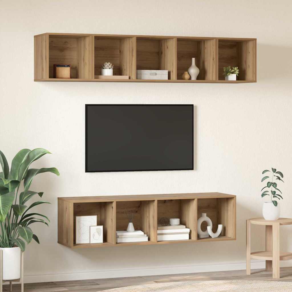 TV-Schrankset Wandmontiert 4 pcs Artisan-Eiche Holzwerkstoff