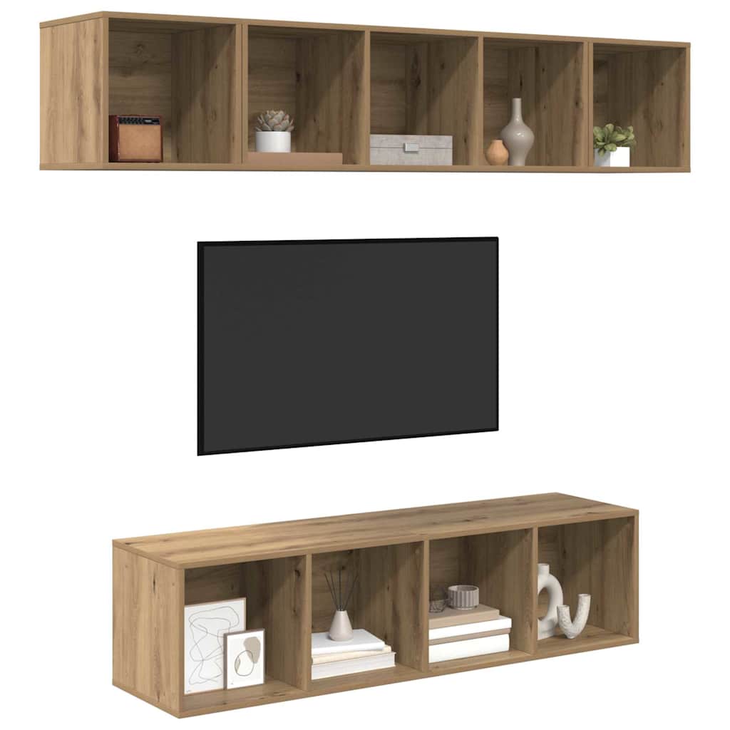 TV-Schrankset Wandmontiert 4 pcs Artisan-Eiche Holzwerkstoff