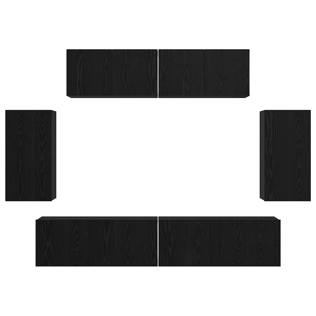 TV-Schrankset 6 pcs Schwarz Eichen-Optik Holzwerkstoff