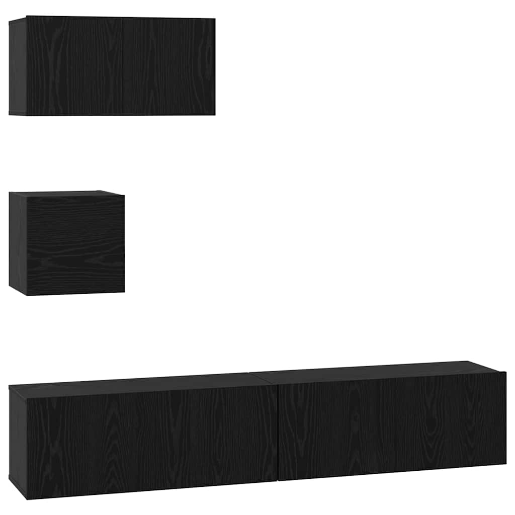 TV-Schrankset 4 pcs Schwarz Eichen-Optik Holzwerkstoff